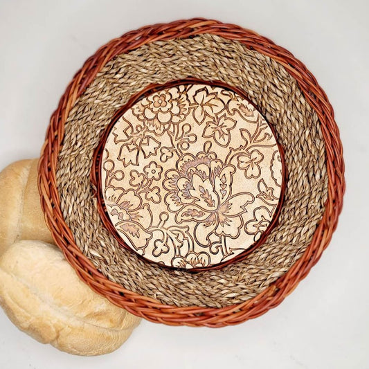 Round Bread Warming Basket-Dahlia/Rust