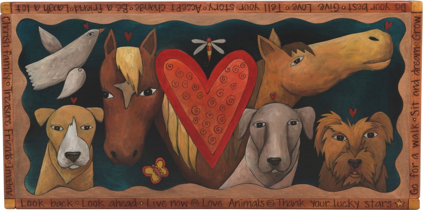Wood Bench 3'-Love Animals
