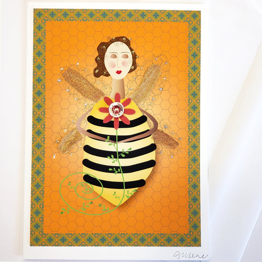 Greeting Card-Folk Art Bee