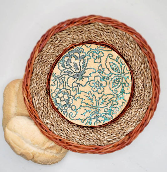 Round Bread Warming Basket-Dahlia/Green