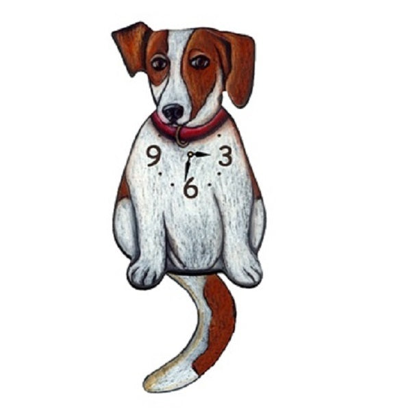 Tail Wagging Clock-Jack Russell, Brown