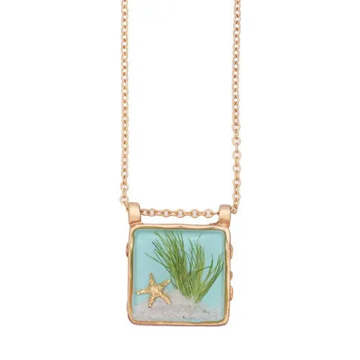 Sand Dune Necklace-Gold, Md Square