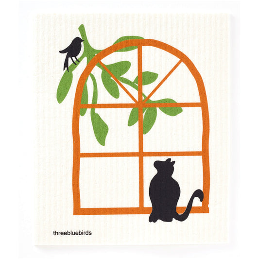 Swedish Dishcloth-Cat in Window