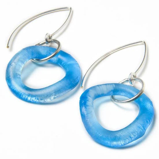 Wave Boomerang Earrings-Aqua