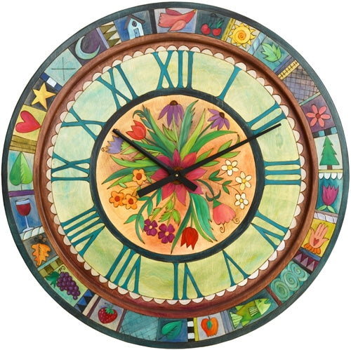 Lg. Round Wall Clock-Floral