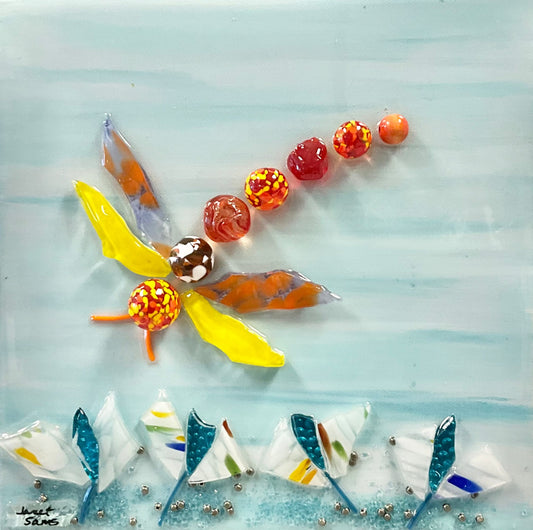 Shattered Glass Art-Dragonfly