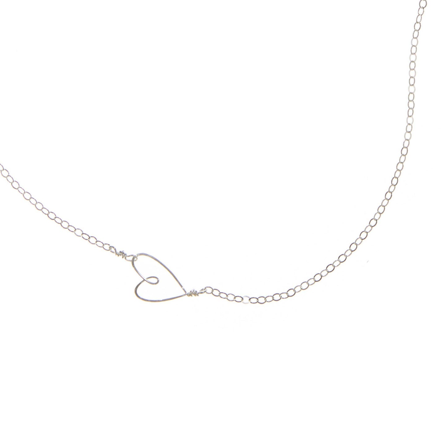 Tiny Sideways Heart Necklace-Sterling Silver