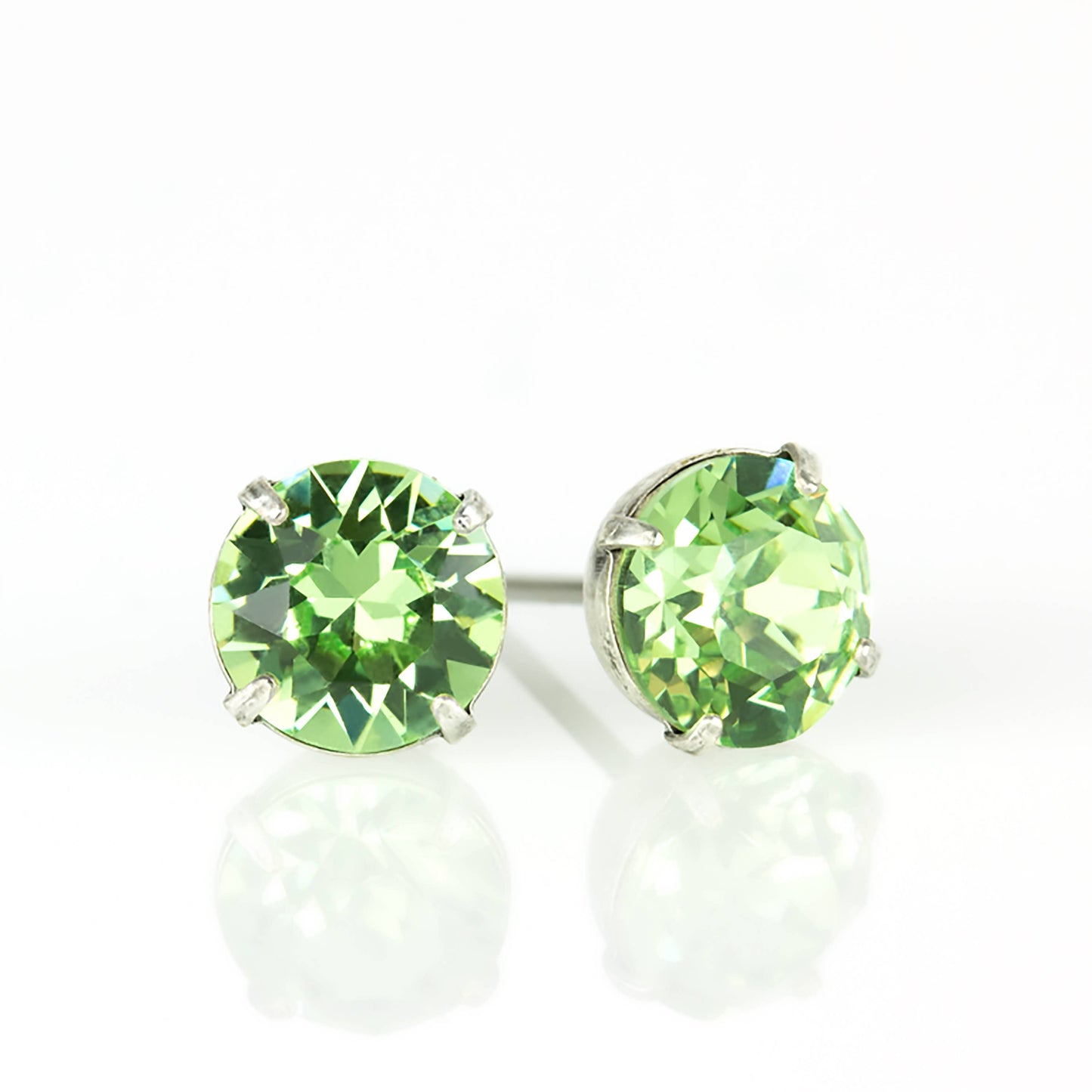 Peridot Green Crystal Post Earrings