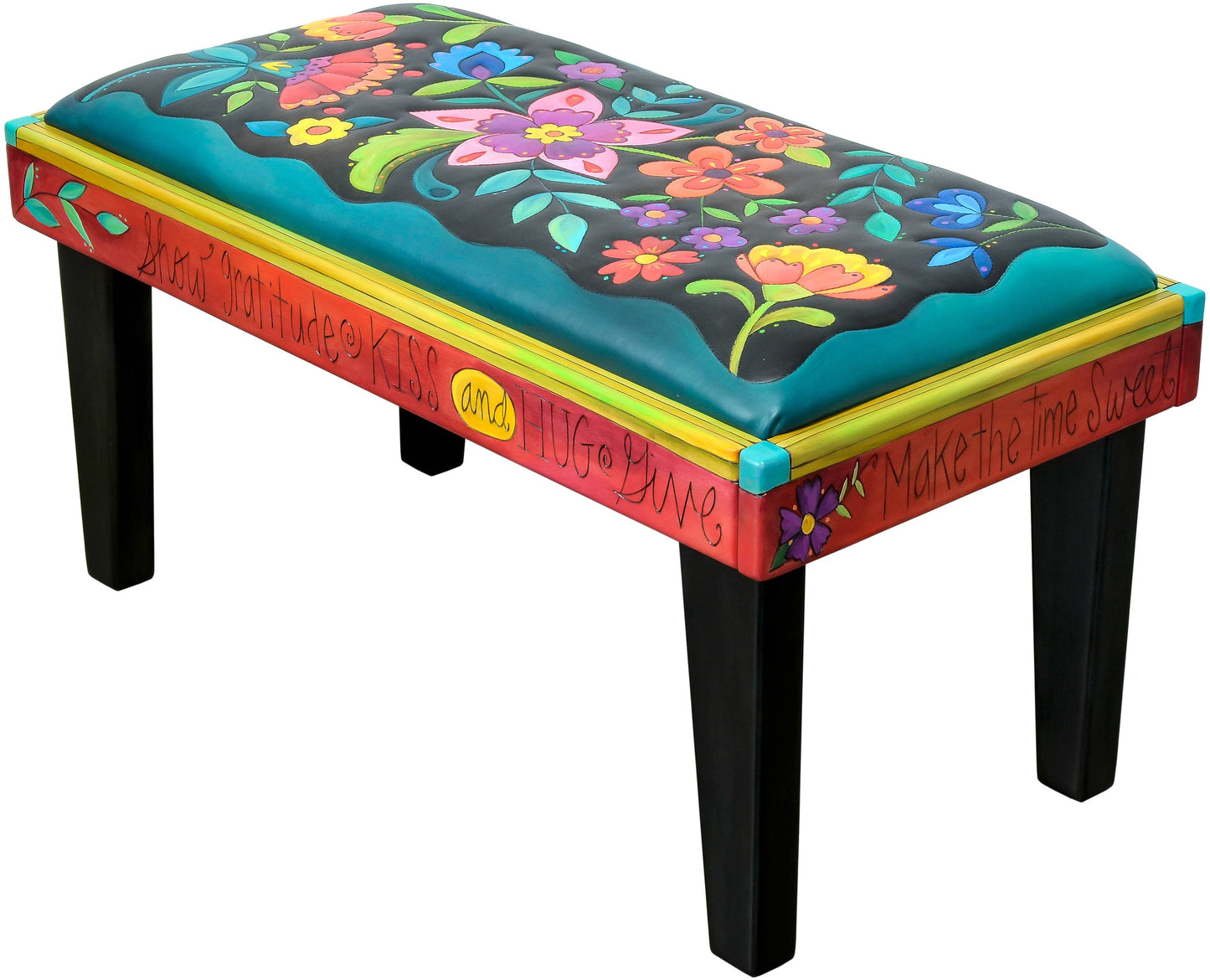 Leather Seat Bench 3'-Bright Floral