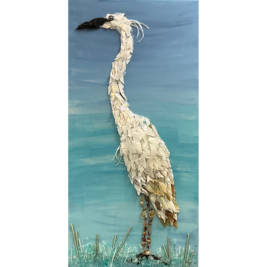 Shattered Glass Art-Egret
