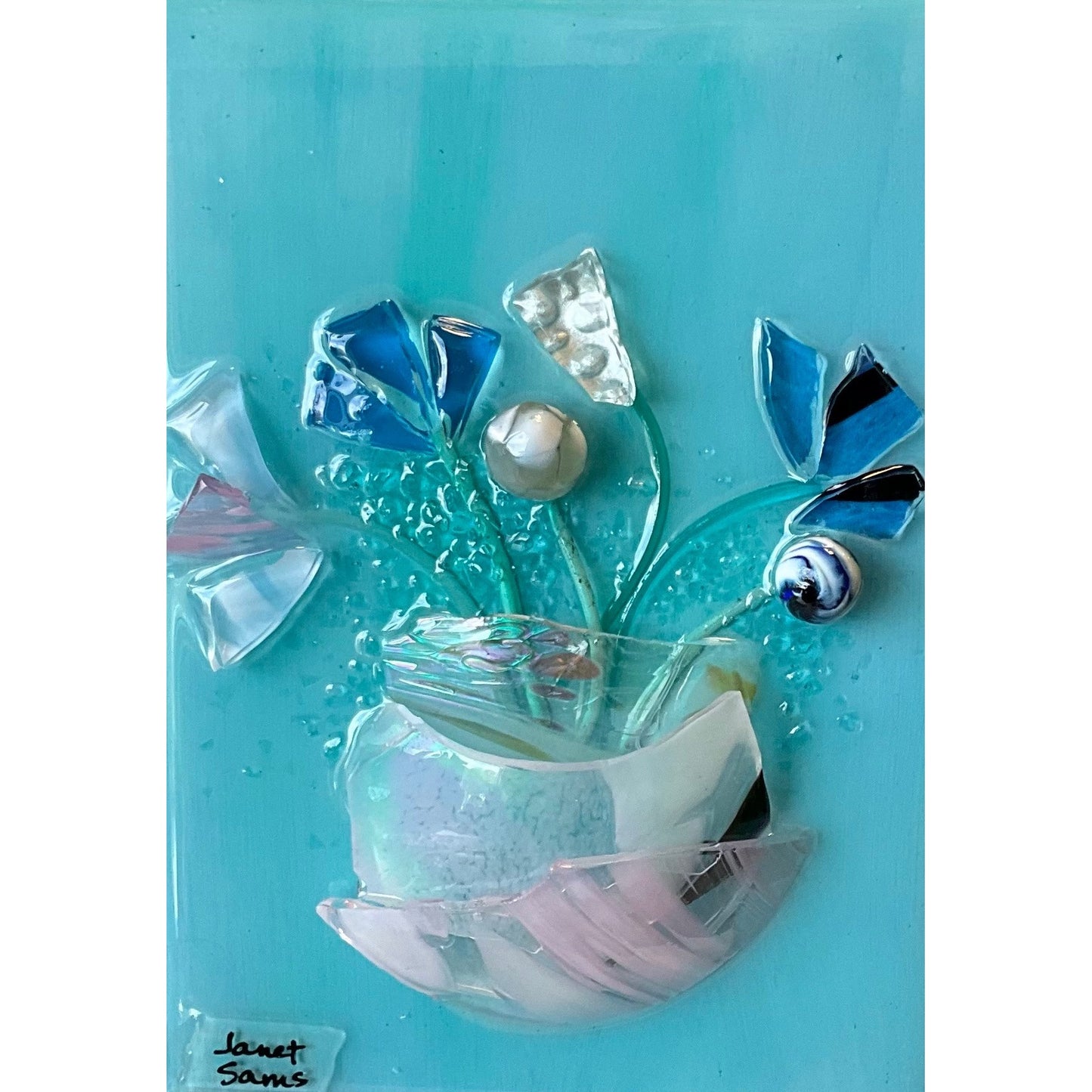 Shattered Glass Art-Floral Pot