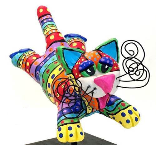 Flying Cat Sculpture-Rainbow