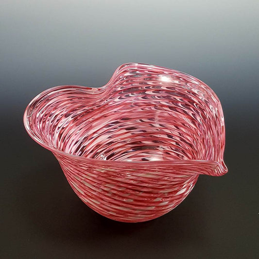 Optic Heart Glass Bowl-Pink/White