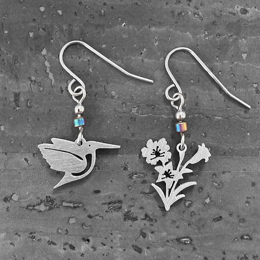 Hummingbird & Flowers Earrings