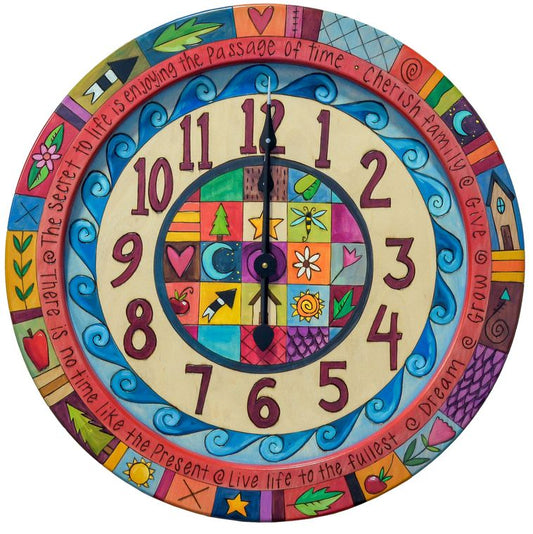 Md. Round Wall Clock-Crazy Quilt