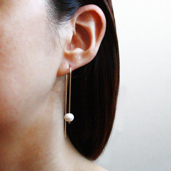 Long Threader Earrings-Pearl