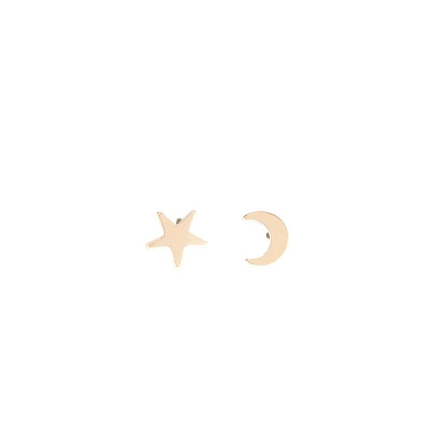 Moon & Star Stud Earrings