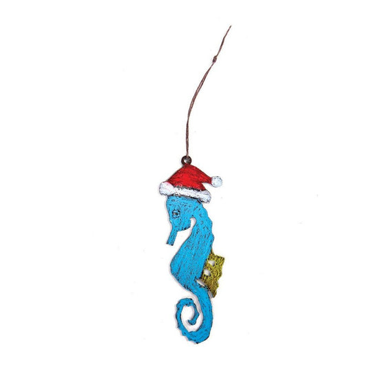 Seahorse with Santa Hat Ornament