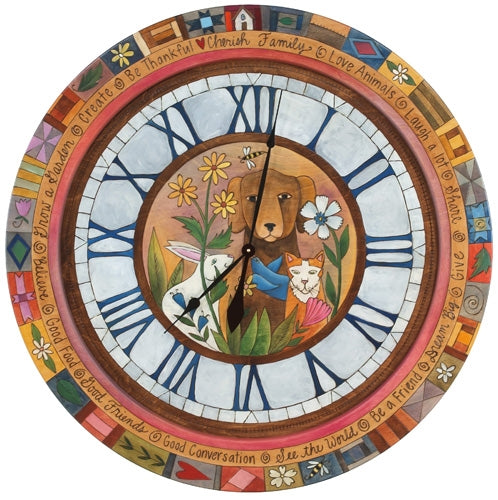 Lg. Round Wall Clock-Animal Lovers