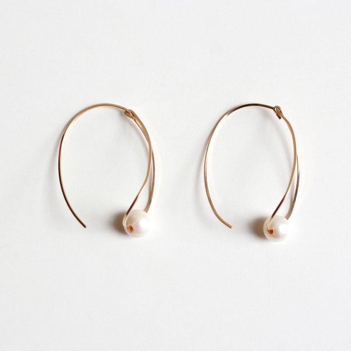 Teardrop Hoop Earrings-Pearl