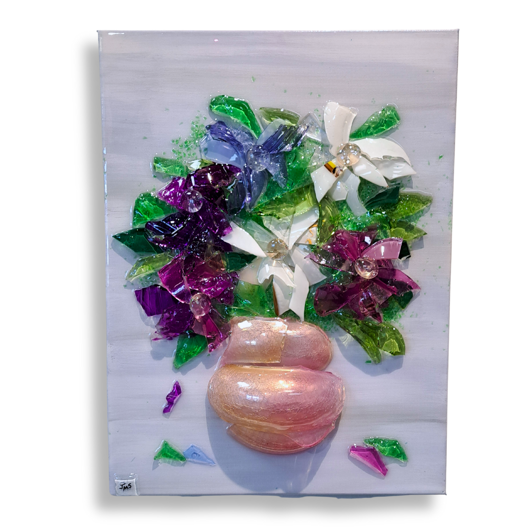 Flower Bouquet Glass Wall Art