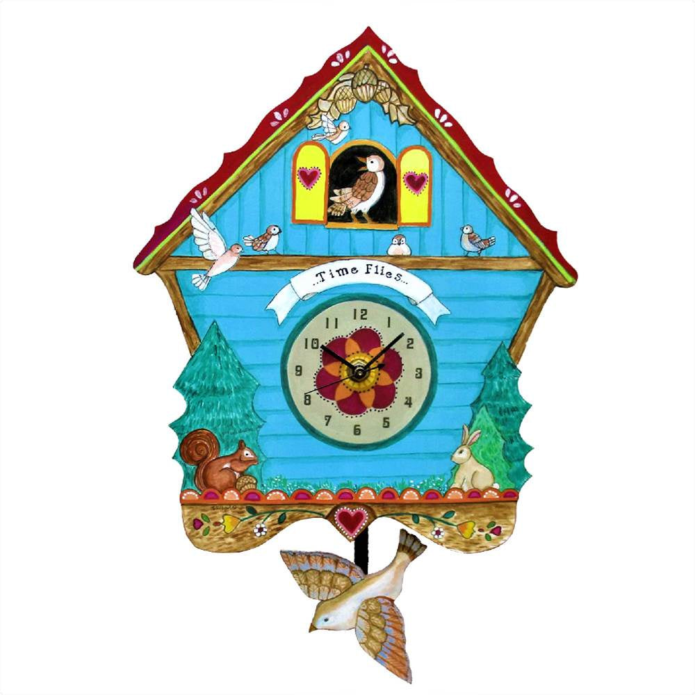 Time Flies Clock with Bird Pendulum