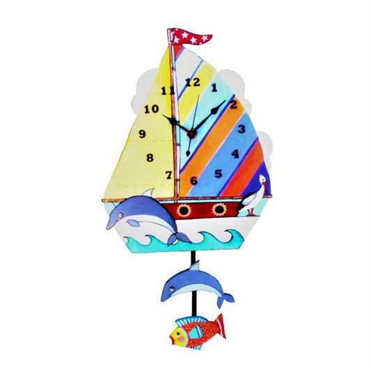 Sailboat Clock with Dolphin Pendulum